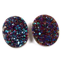 Агат титановый с друзой, пара 11х9мм