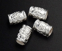 Бусины трубочки цветок серебро п.970