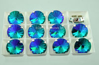 Swarovski Rivoli в серебряных цапах 1122 Blue Zircon Ice 14мм Австрия
