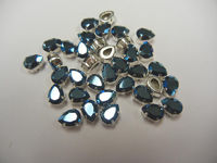 Swarovski в серебряных цапах 4320 Night Blue 8х6мм Австрия
